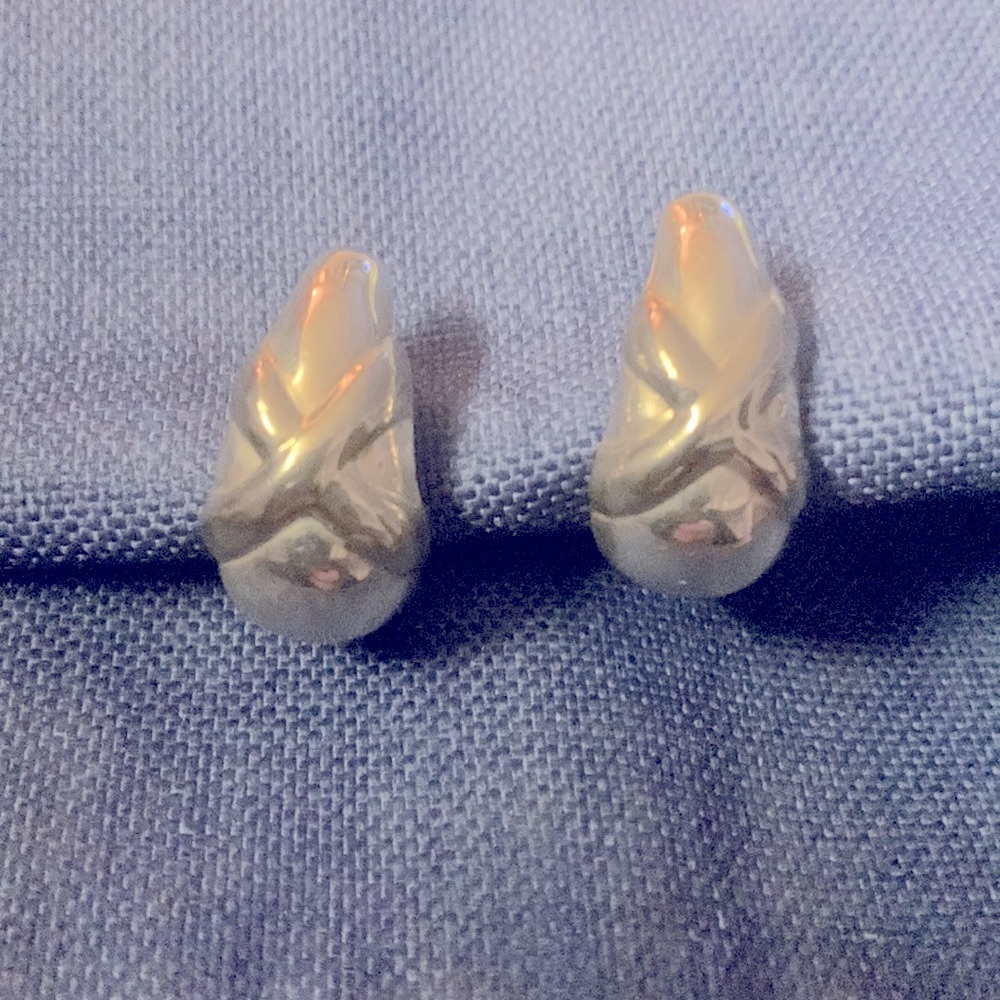 Sterling Silver Pierced Earrings Semi-Hoop.
